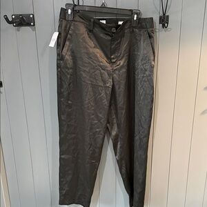 Women’s Black Satin cropped Dress Pants